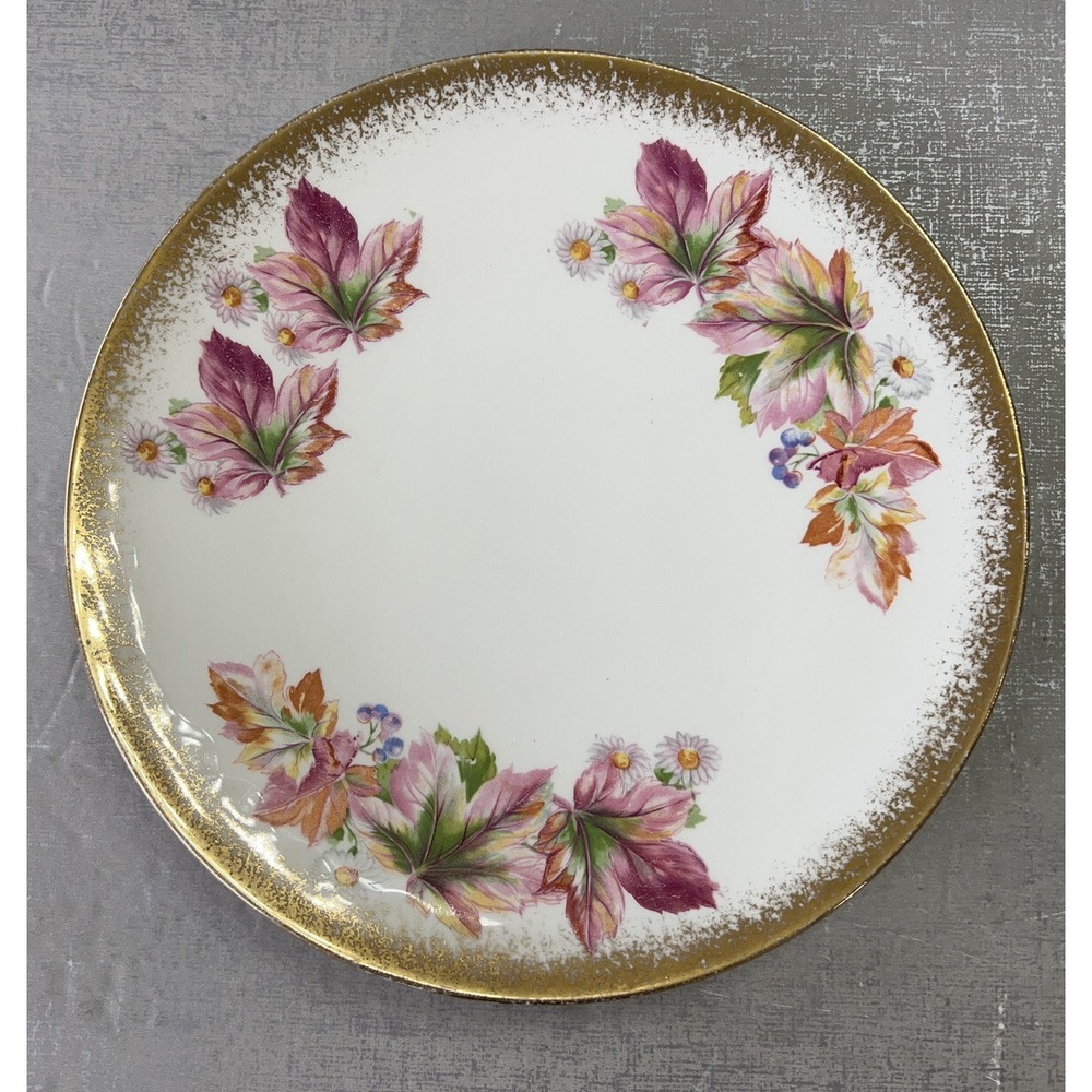 Antique Thomas Sevres Fall Leaves Gold Gilt MultiColor Porcelain Plate 10"